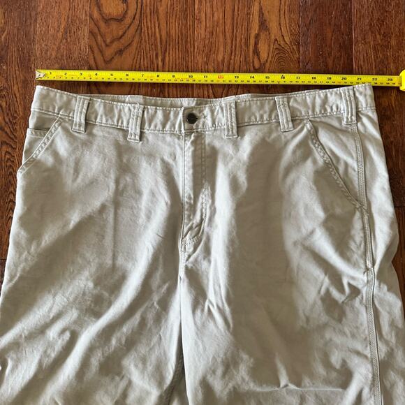 Carhartt Mens 44 Relaxed Fit Flat Front Rugged Flex Canvas Work Short Tan - Picture 9 of 12